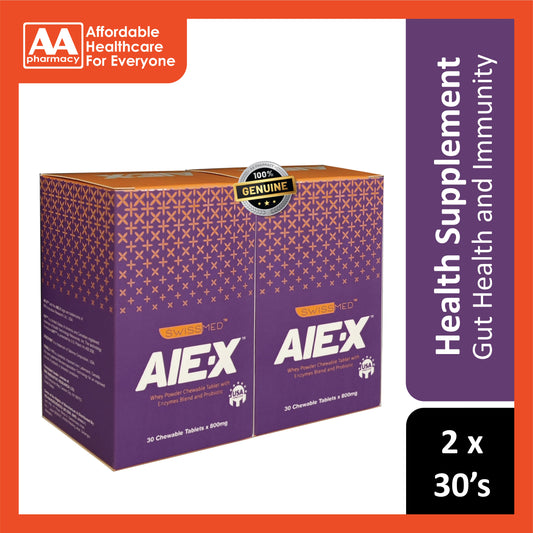 Swissmed AIE-X (Whey Protein with Digestive Enzyme and Probiotic) Chewable Tablet 2x30's [New Packaging]
