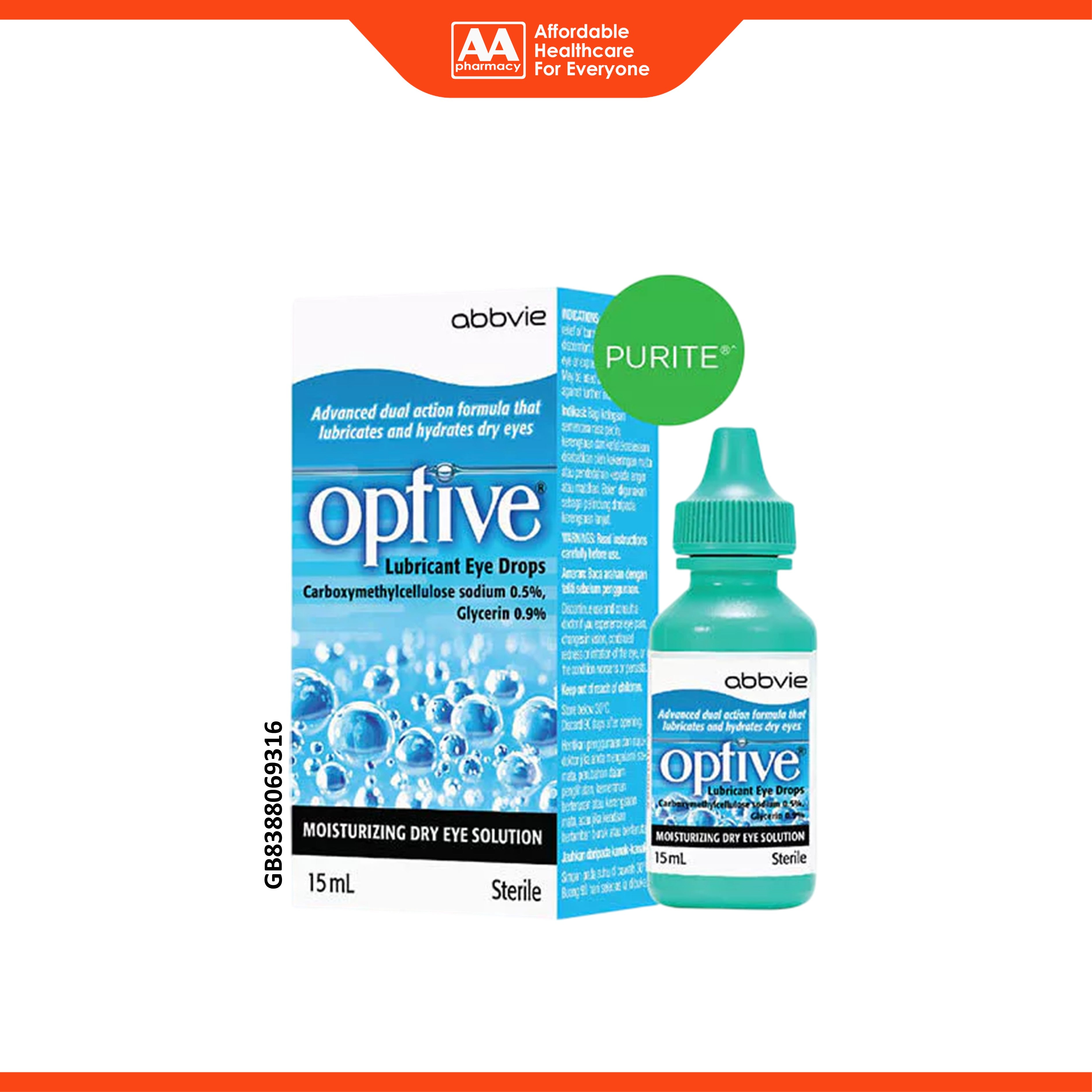 Optive Multi-Dose Lubricant Eye Drop 15mL (Moisturizing Dry Eye Solution)
