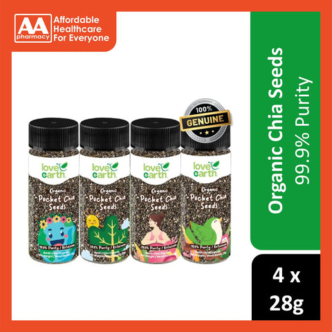 Love Earth Organic Pocket Chia Seeds 28gx4's [New Packaging]