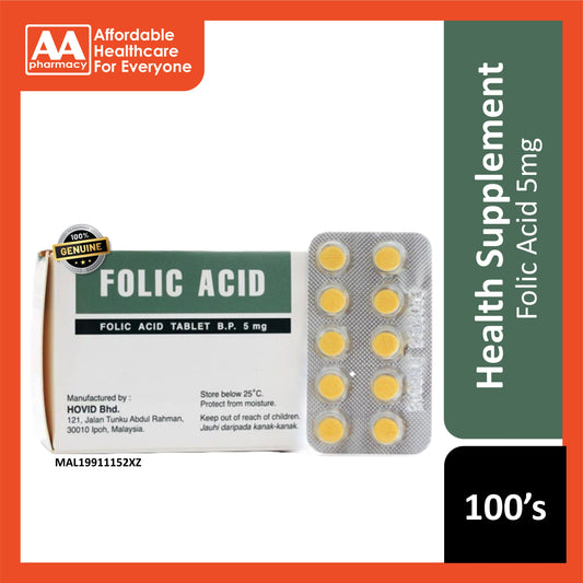Hovid Folic Acid 5mg Tablet - 100's