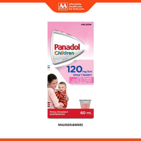 Panadol For Children Suspension 120mg/5mL (1-6 Years) 60mL (Strawberry Flavour)