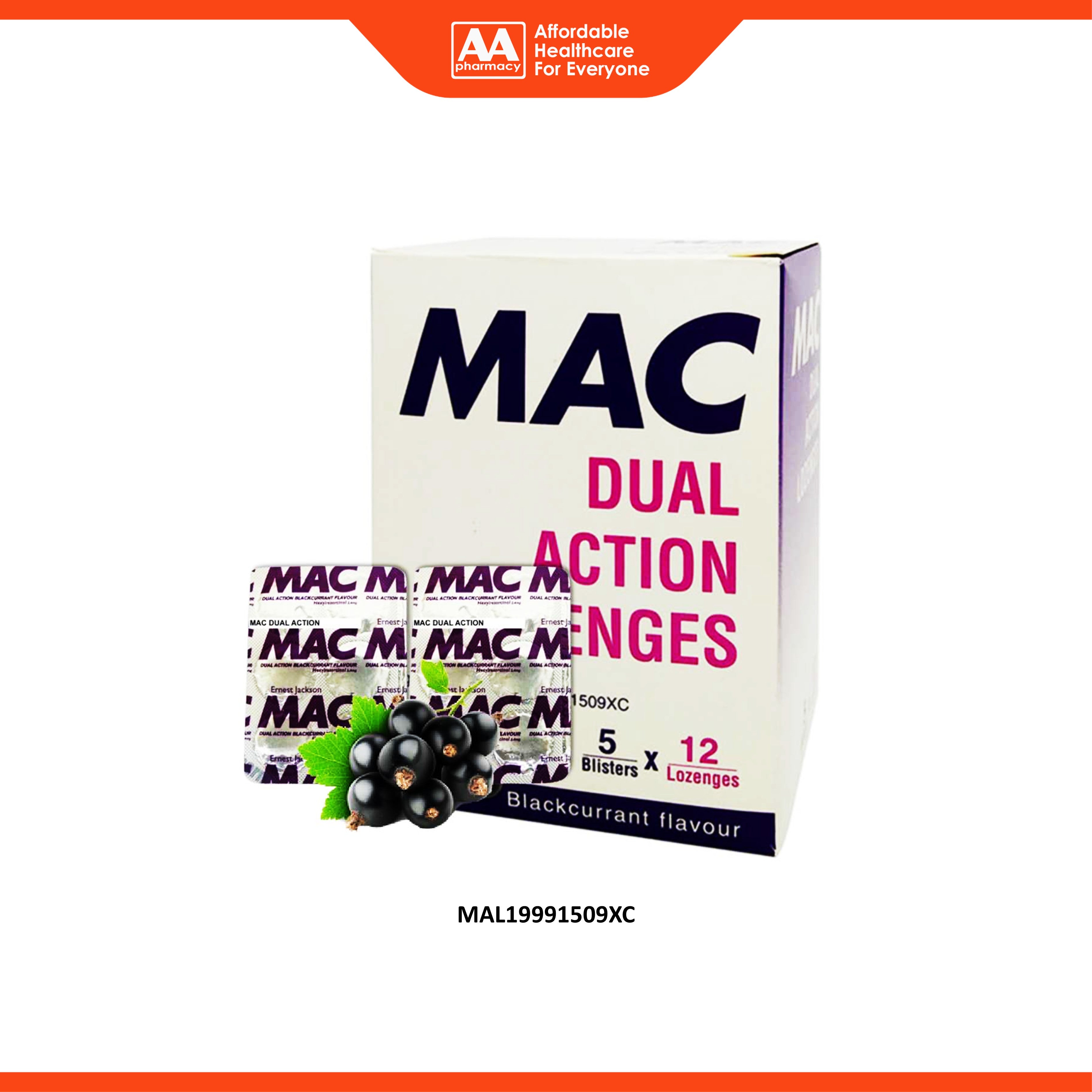 Mac Dual Action Lozenges 5x12's (Blackcurrant Flavour)