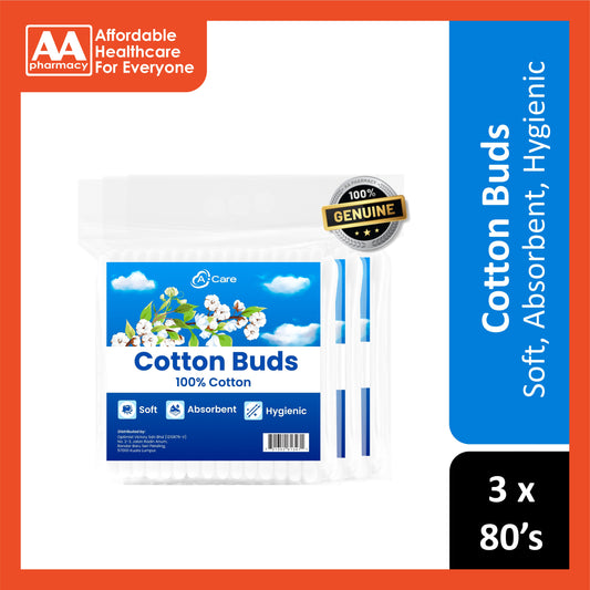 A-Care Cotton Buds 3x80's (Zipper Bag)