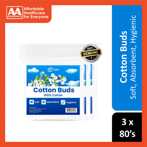 A-Care Cotton Buds 3x80's (Zipper Bag)
