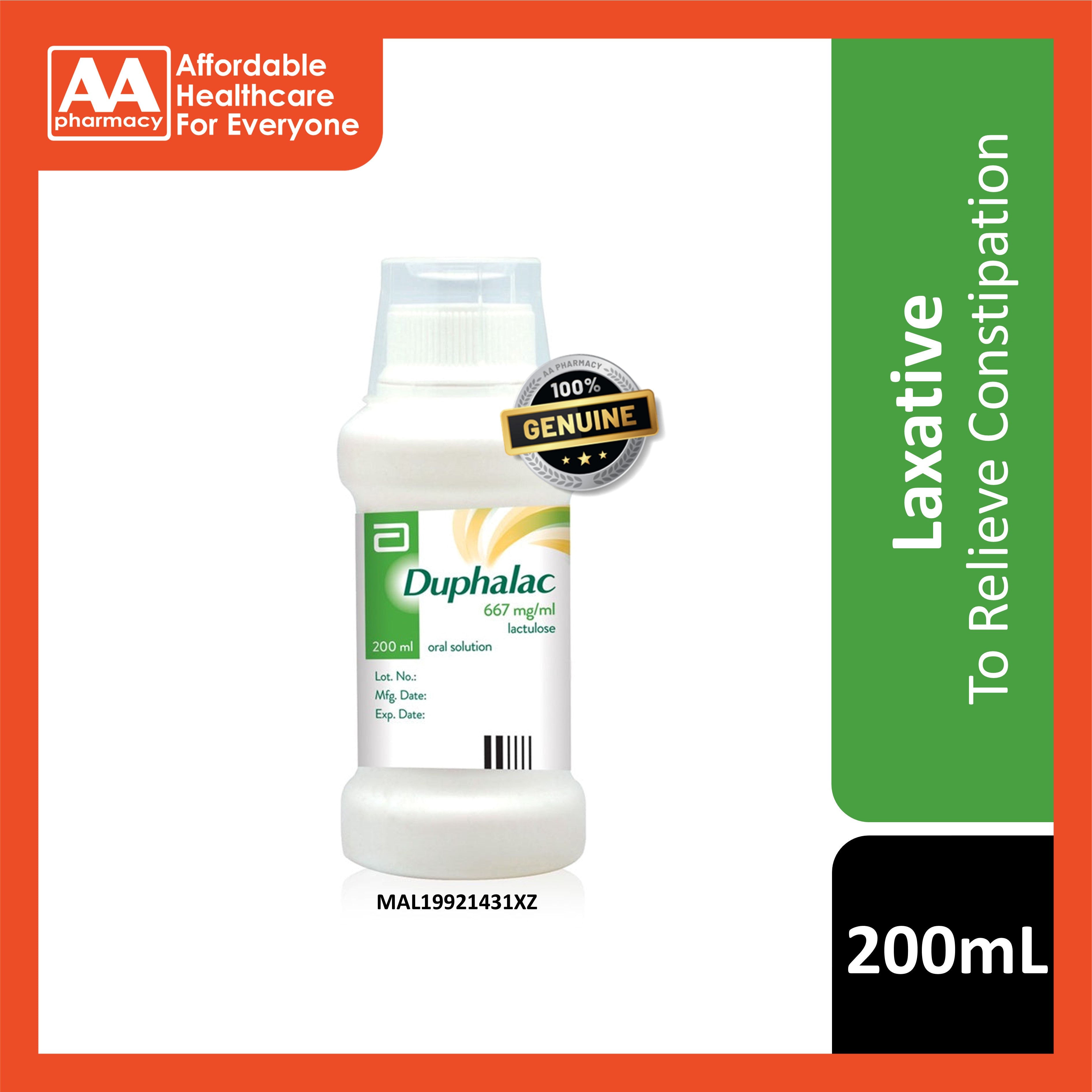 Duphalac Lactulose Oral Solution 200mL – AA Pharmacy