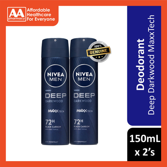Nivea Men Deep Darkwood MaxxTech 72H Anti-Perspirant Spray 150mLx2's [Twinpack]