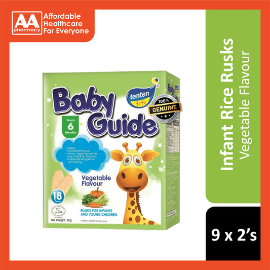 Tenten Baby Guide Rice Rusks (Vegetable) 36g 9x2's - For 6 Months+