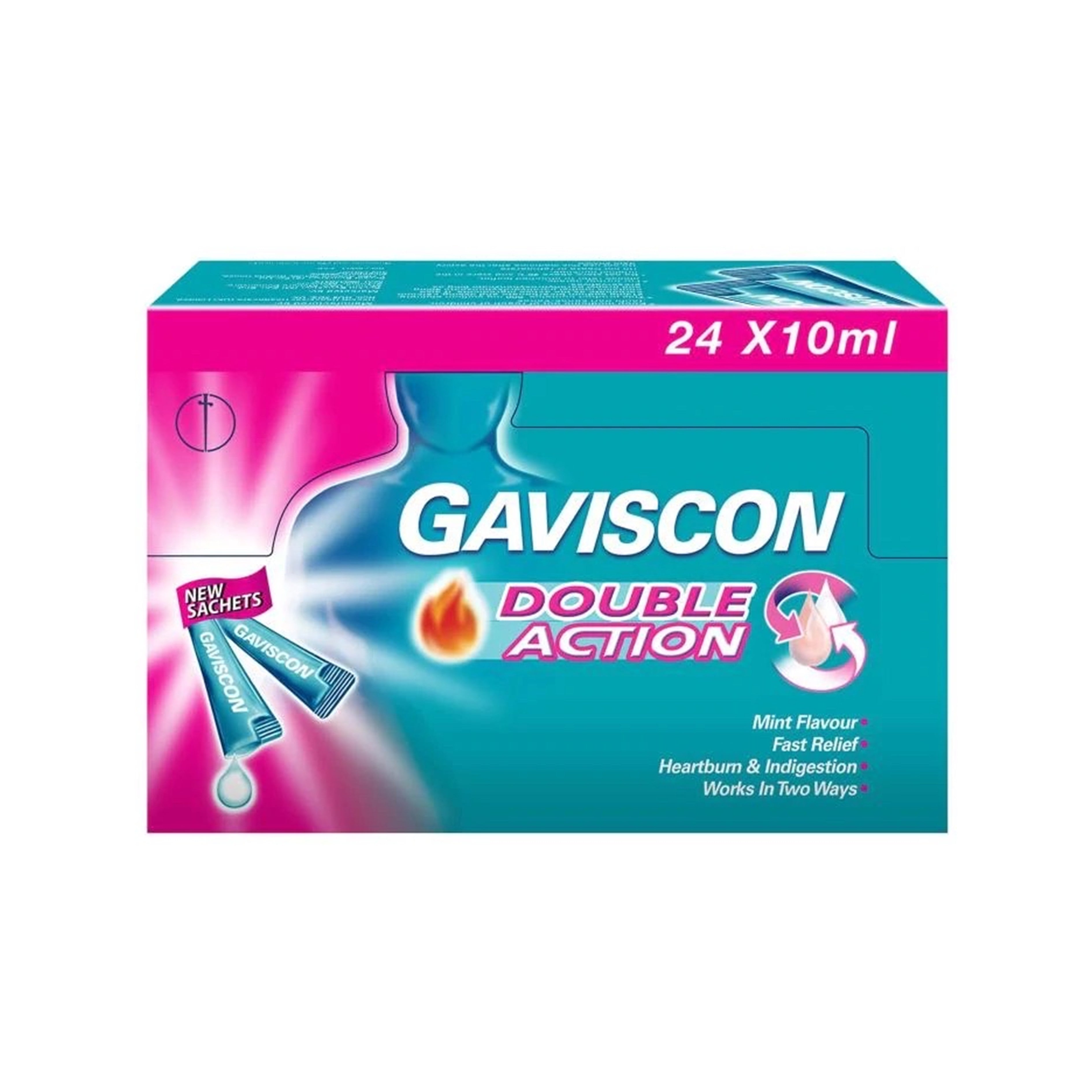 Gaviscon Double Action Liquid Sachet 10mLx24's (Mint Flavour)