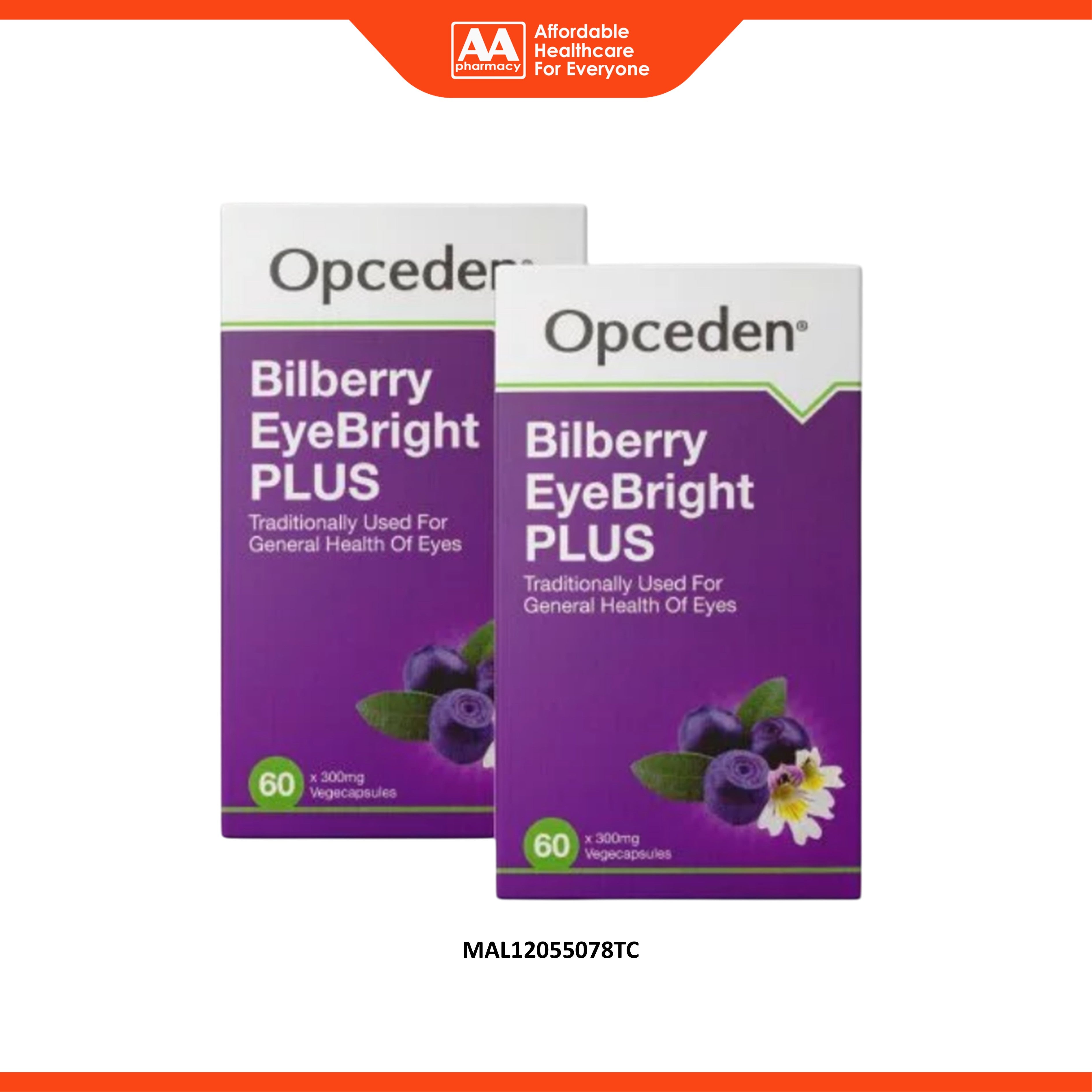 Opceden Bilberry EyeBright Plus Vegecapsule 2x60's [Twinpack]