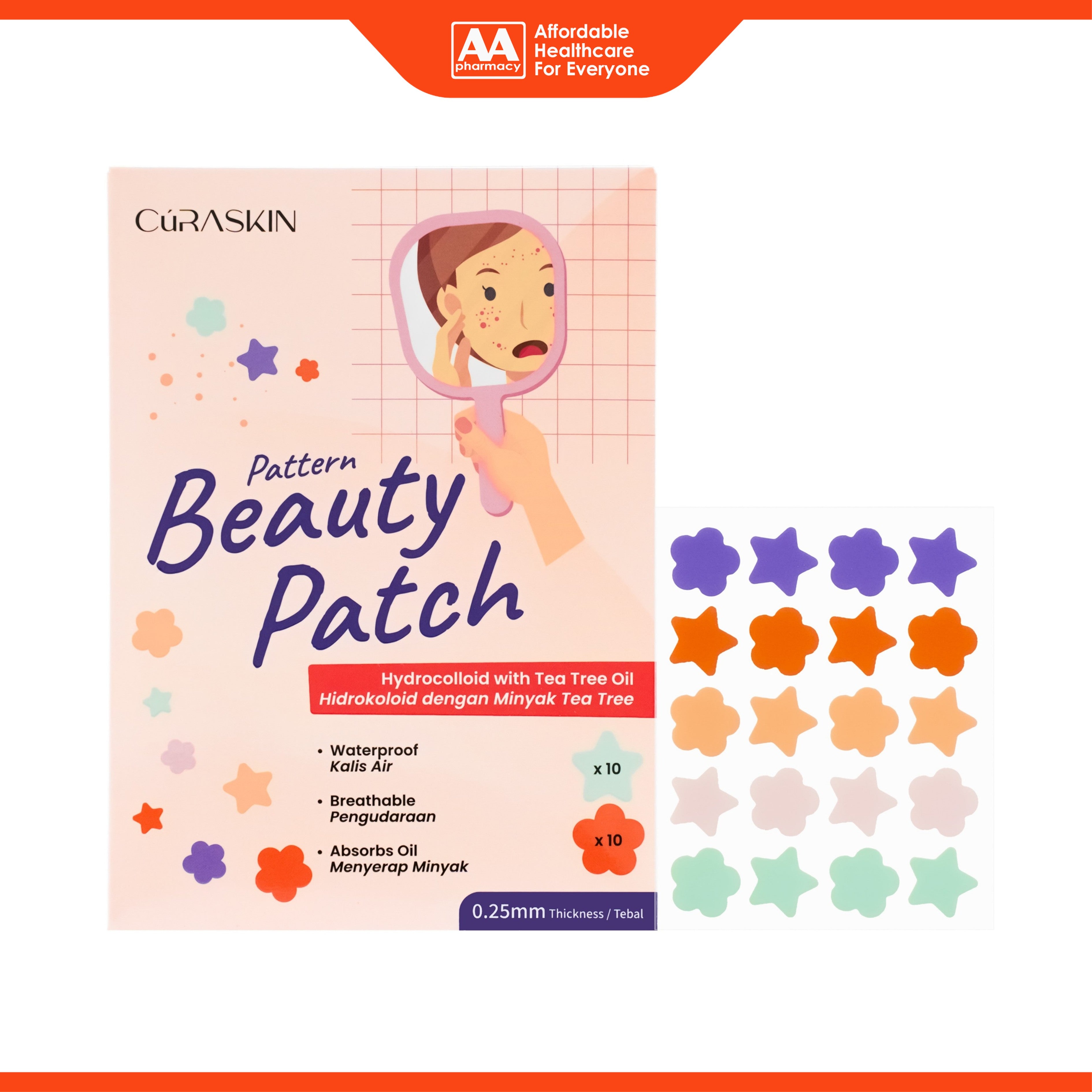 Curaskin Pattern Beauty Patch (Hydrocolloid With Tea Tree Oil) 20's