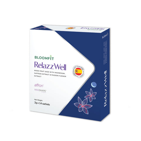 Bloomfit RelazzWell (Mixed Fruit Juice with Magnesium, Saffron Extract and Passion Flower Extract) Sachet 2x2gx14's