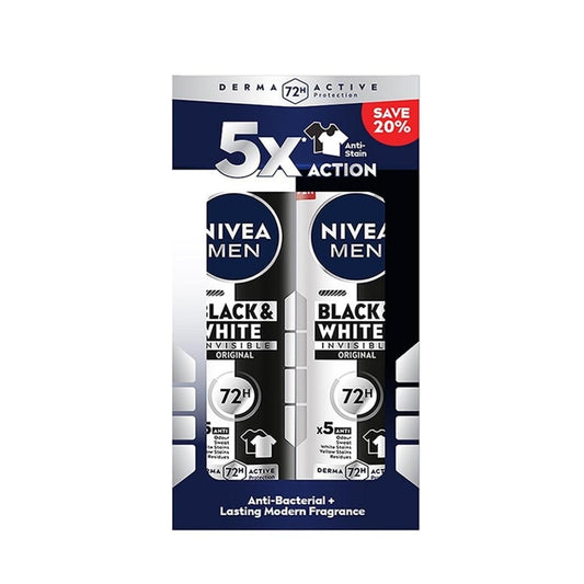 Nivea Men Black and White Invisible Original 72H Anti-Perspirant Spray 150mLx2's [Twinpack]