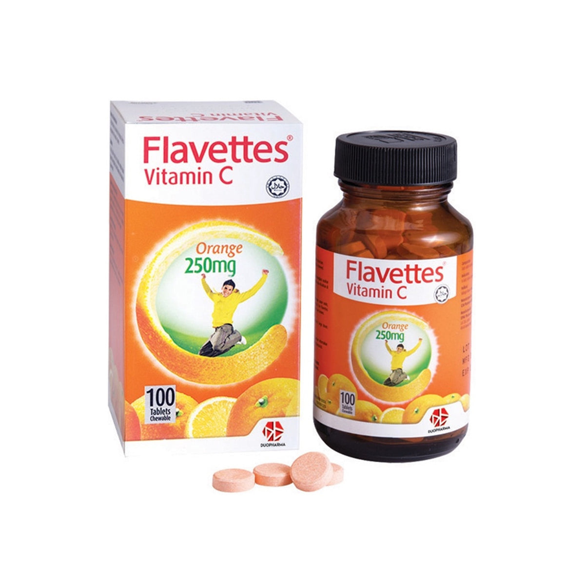 Flavettes Vitamin C 250mg Chewable Tablet (100's) - Orange Flavour