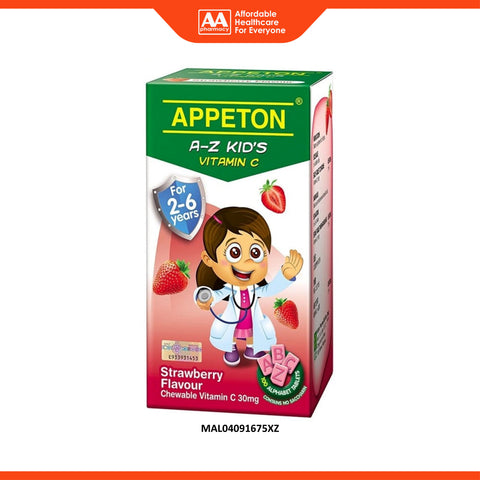 Appeton A-Z Kid's Vitamin C 30mg (Strawberry Flavour) Chewable Tablet 100's [For Children 2-6 Years]