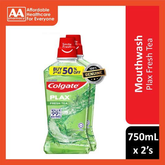 Colgate Plax (Fresh Tea) Mouthwash 750mLx2's [Twinpack]