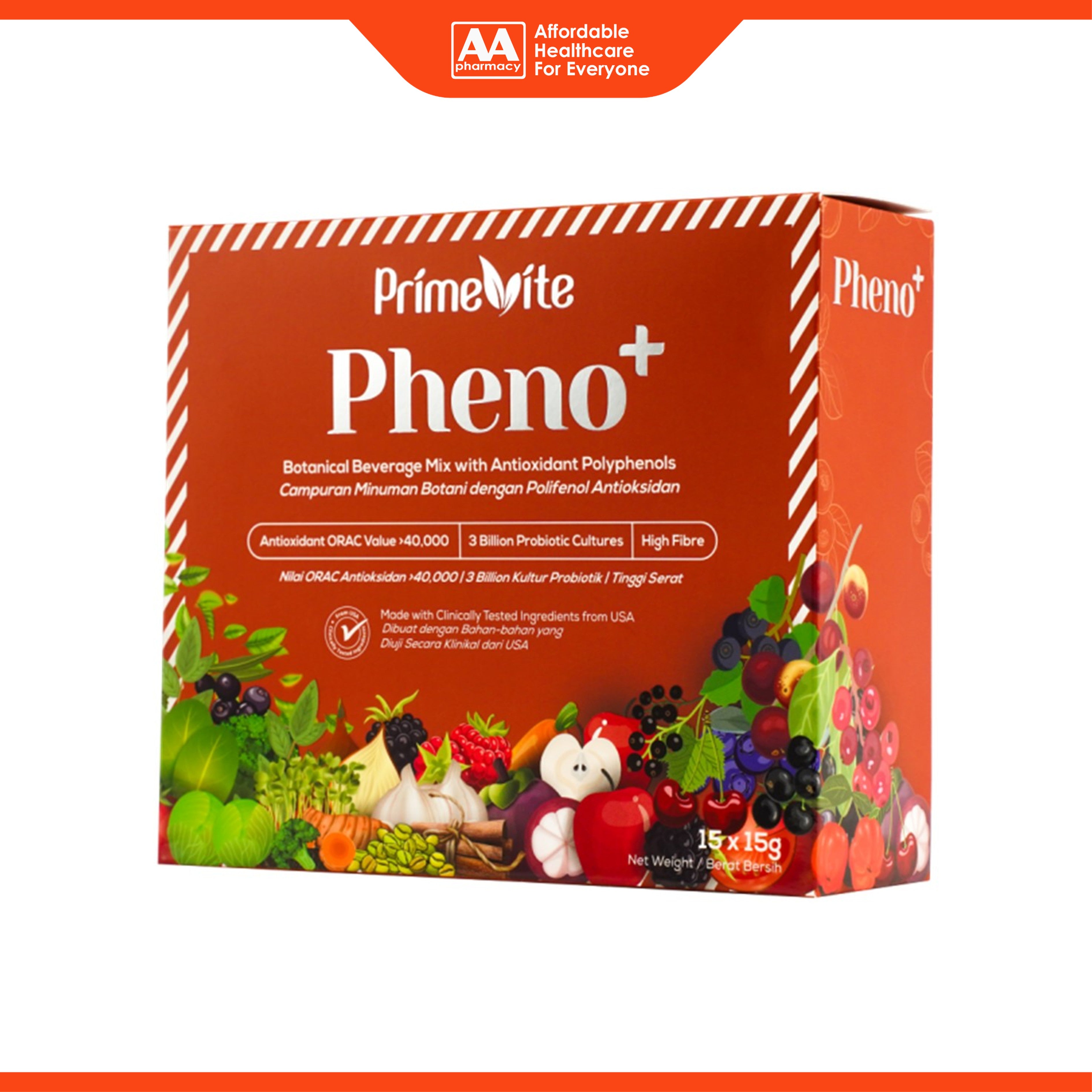PrimeVite Pheno+ Botanical Beverage Mix with Antioxidant Polyphenols Sachet 15gx15's