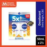 Nivea Extra Bright (C and E) 72H Anti-Perspirant Roll On 50mLx2's [Twinpack]