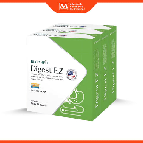 Bloomfit Digest EZ (Mixture of Grape Juice Powder with Digestive Enzyme, Probiotics and Milk Thistle Extract) Sachet 3x1.5gx15's