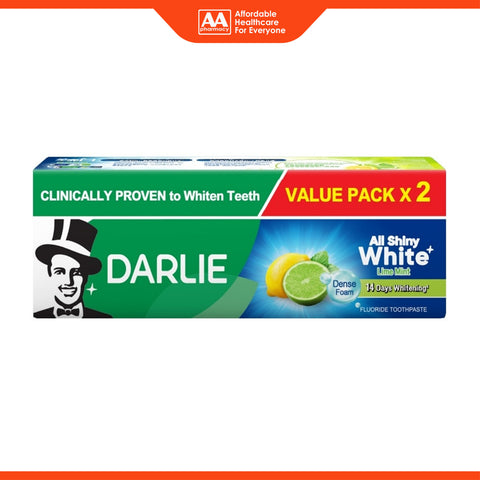 Darlie All Shiny White (Lime Mint) Fluoride Toothpaste 140gx2's [Value Pack]