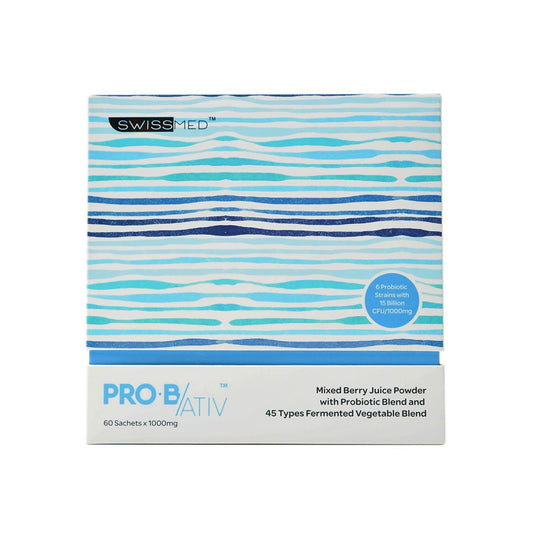 Swissmed Pro-B/Ativ (Mixed Berry Juice Powder with Probiotic Blend + 45 Types Fermented Vegetable Blend) Sachet 1gx60's