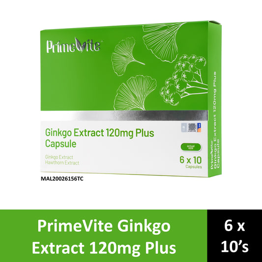 PrimeVite Ginkgo Extract 120mg Plus Capsule 6x10's