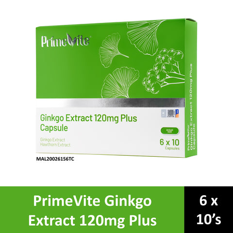 PrimeVite Ginkgo Extract 120mg Plus Capsule 6x10's