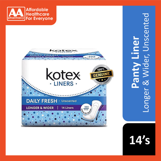 Kotex Liners (Daily Fresh, Longer and Wider, Unscented) 14's