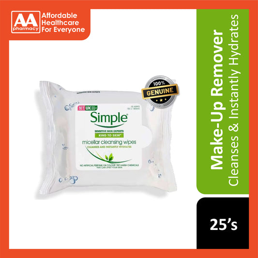 Simple Micellar Cleansing Wipes 25's