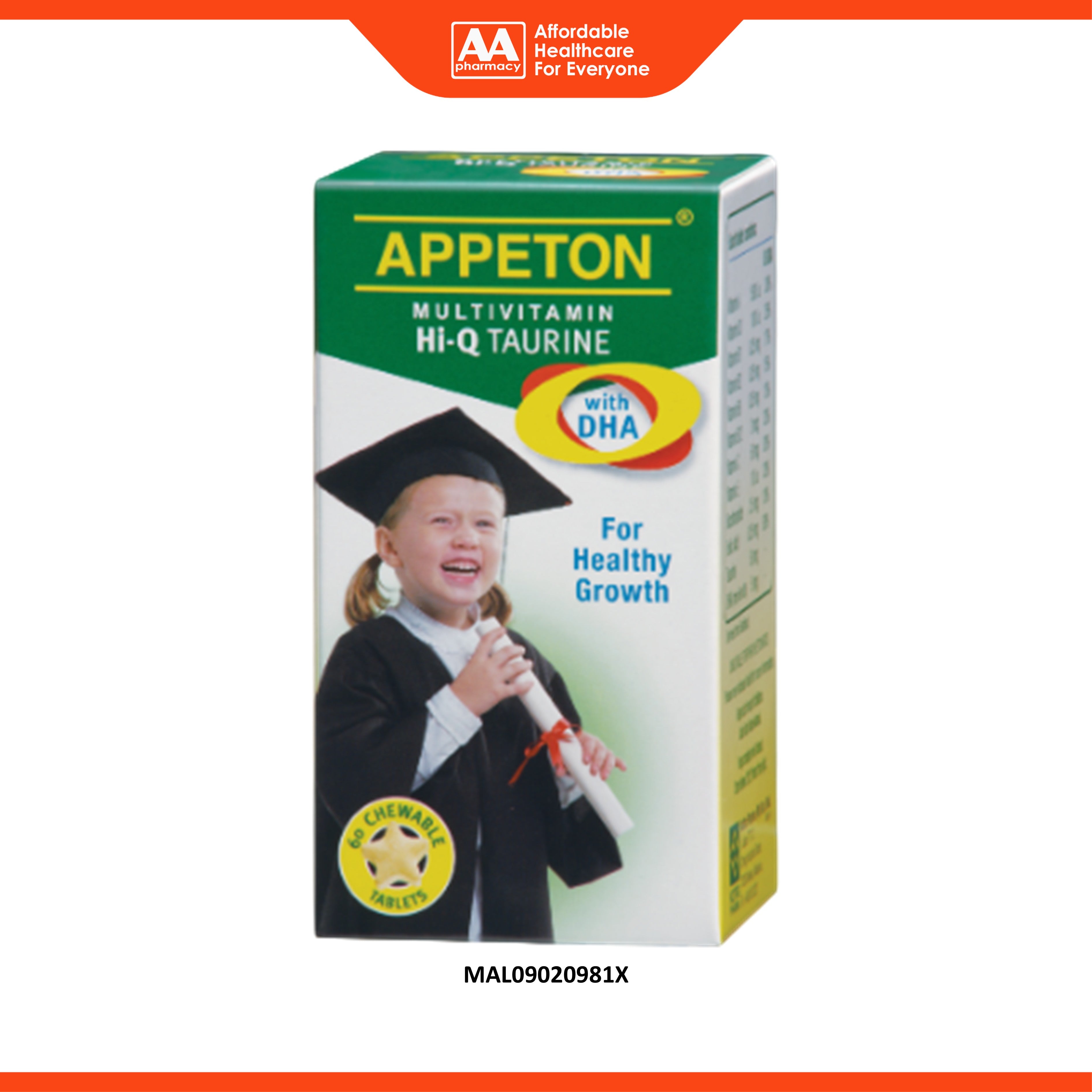Appeton Multivitamin Hi-Q Taurine with DHA Chewable Tablet 60's