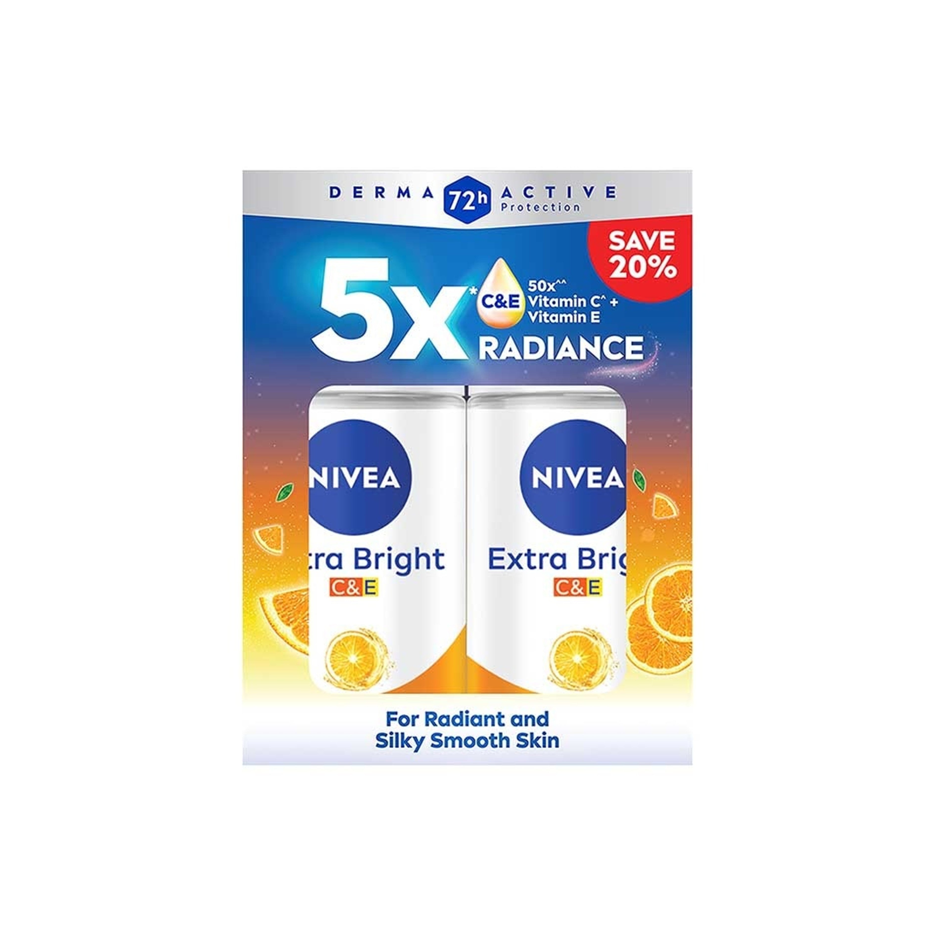 Nivea Extra Bright (C and E) 72H Anti-Perspirant Roll On 50mLx2's [Twinpack]