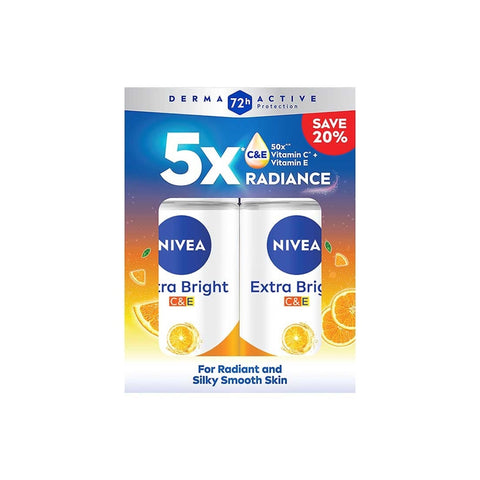 Nivea Extra Bright (C and E) 72H Anti-Perspirant Roll On 50mLx2's [Twinpack]