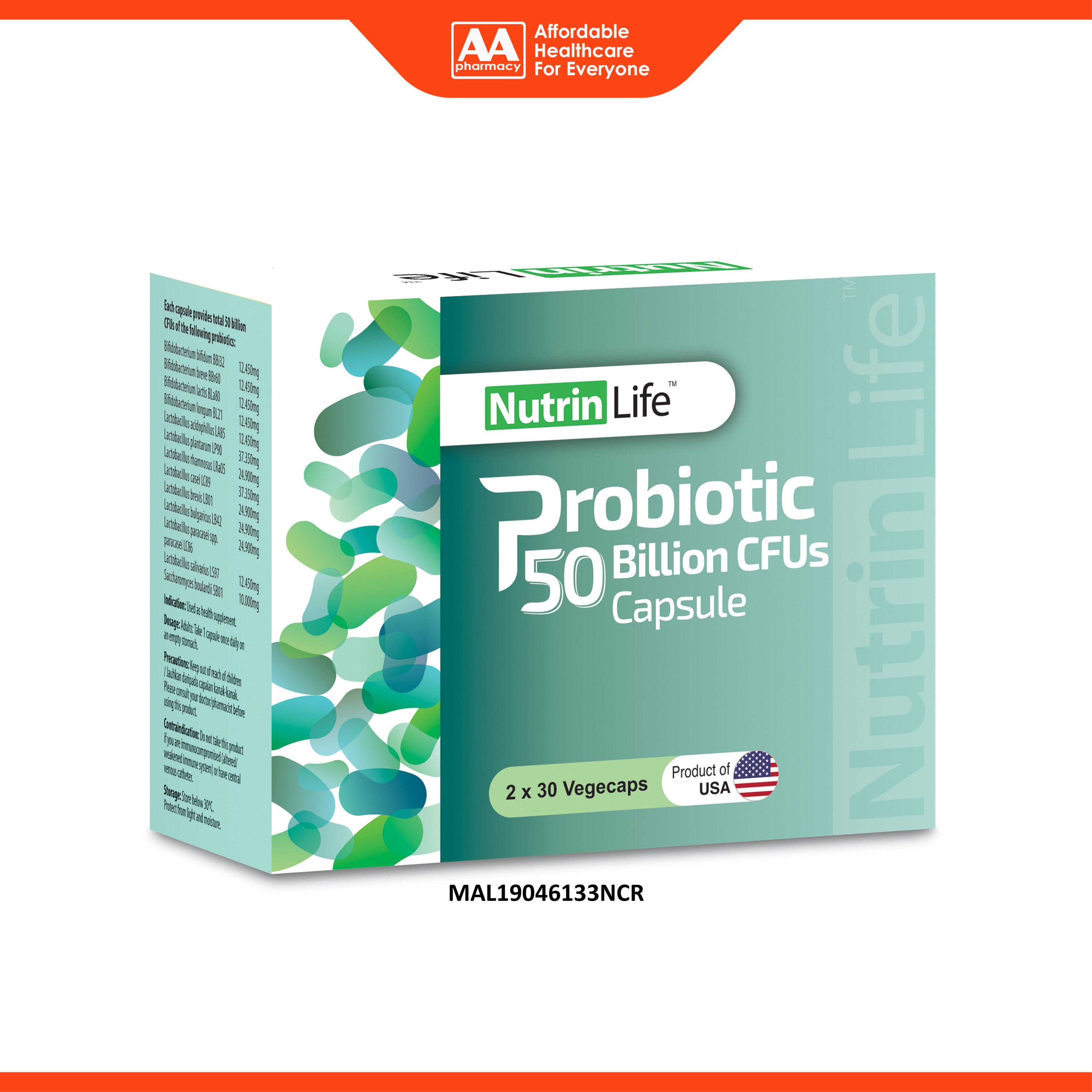 NutrinLife Probiotic 50 Billion CFUs Vegecapsule 2x30’s