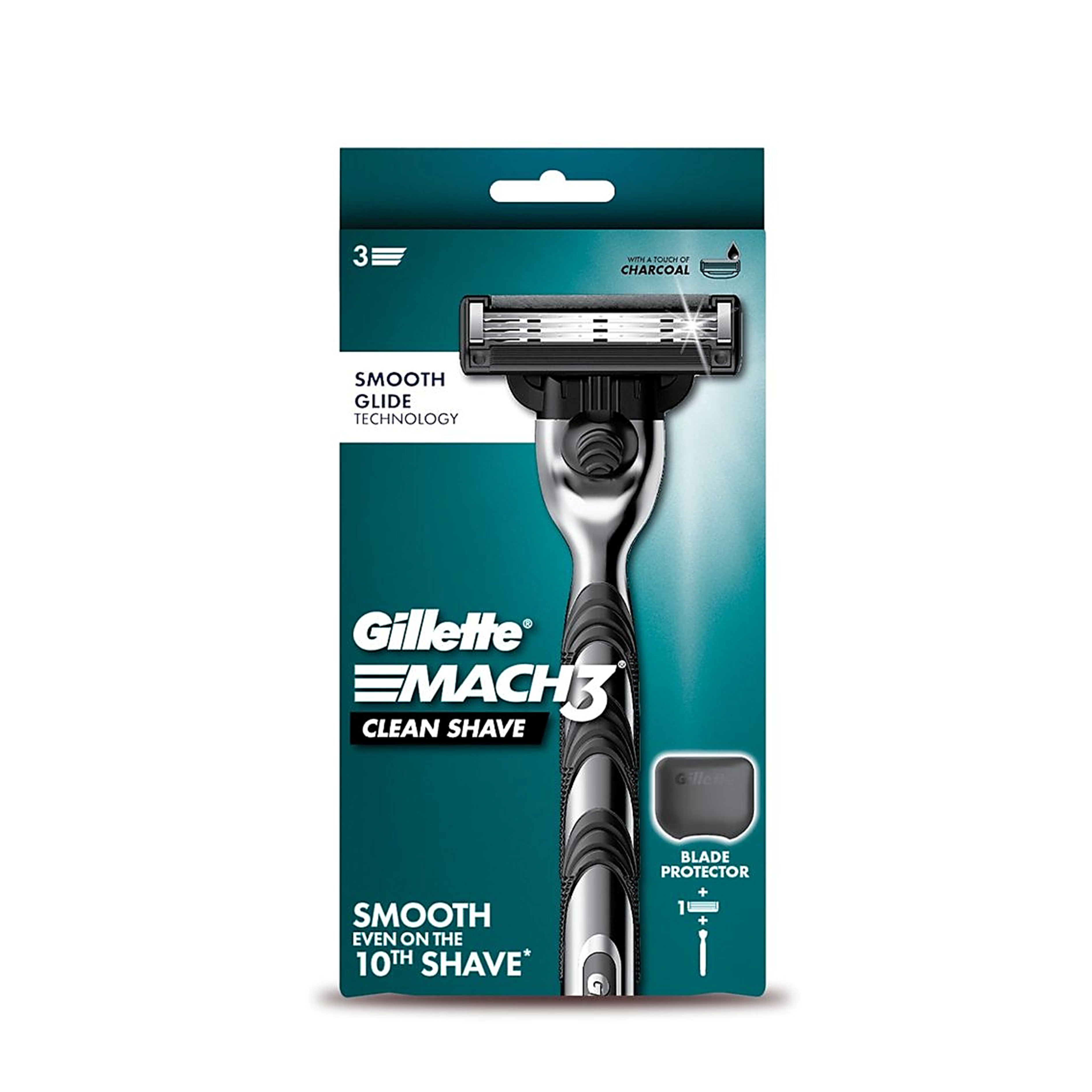 Gillette Mach 3 Clean Shave Razor - 1 Handle + 1 Cartridge + 1 Blade Protector