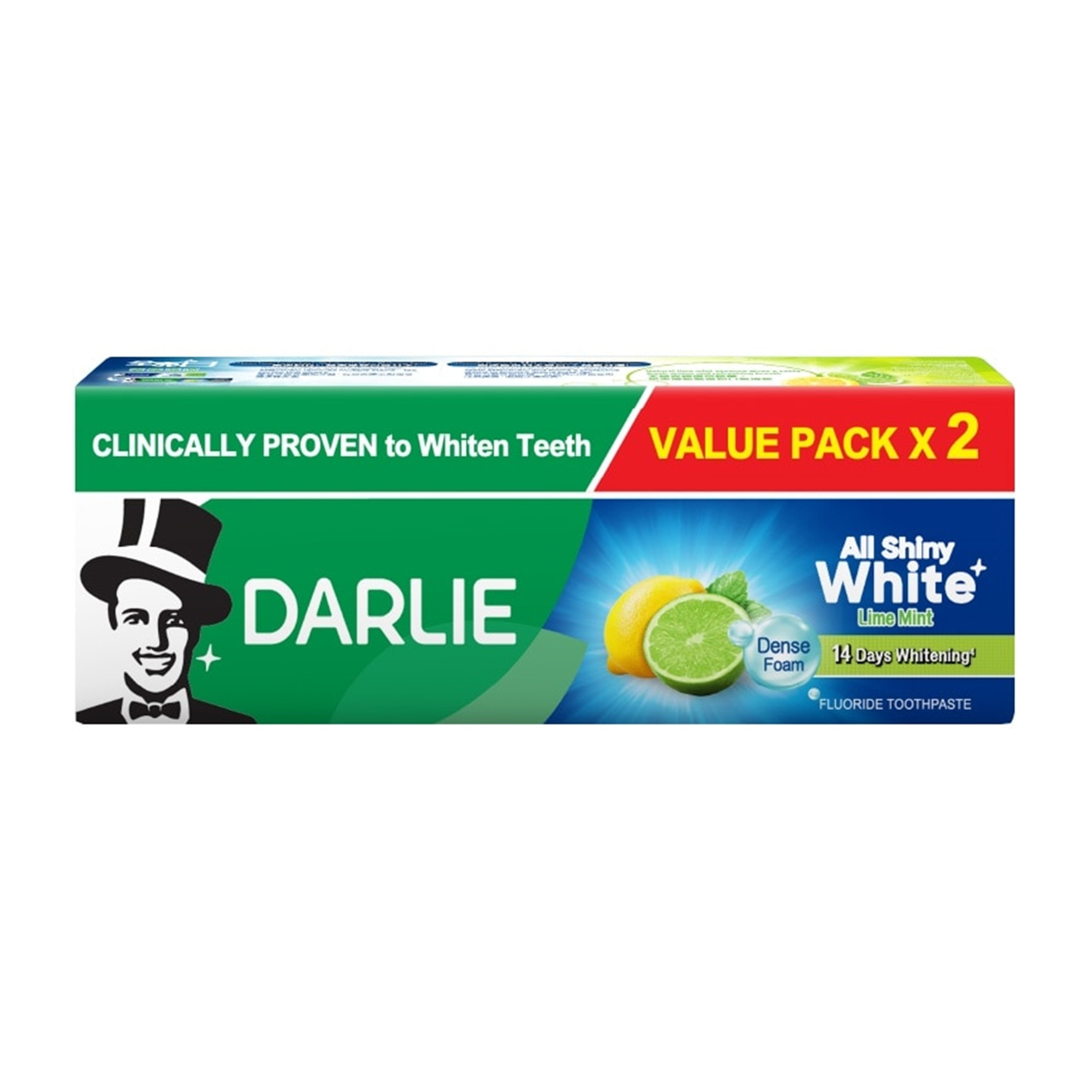 Darlie All Shiny White (Lime Mint) Fluoride Toothpaste 140gx2's [Value Pack]