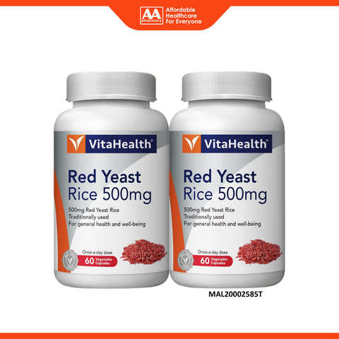 VitaHealth Red Yeast Rice 500mg Vegetable Capsule 2x60's