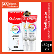 Colgate Total Active Prevention (Charcoal Clean) Toothpaste 150gx2's [Twinpack]