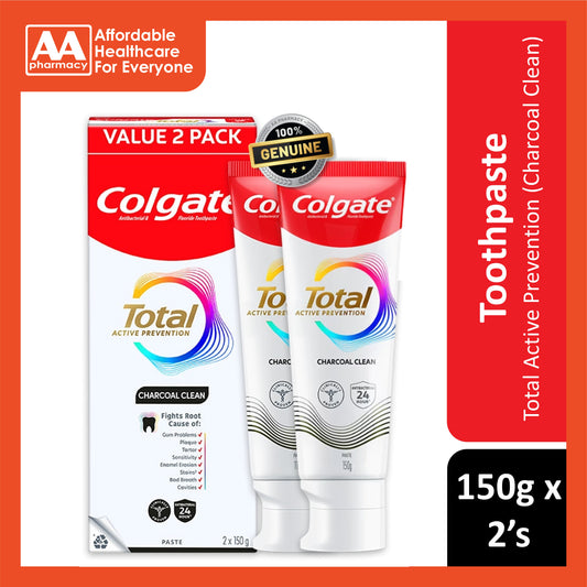 Colgate Total Active Prevention (Charcoal Clean) Toothpaste 150gx2's [Twinpack]