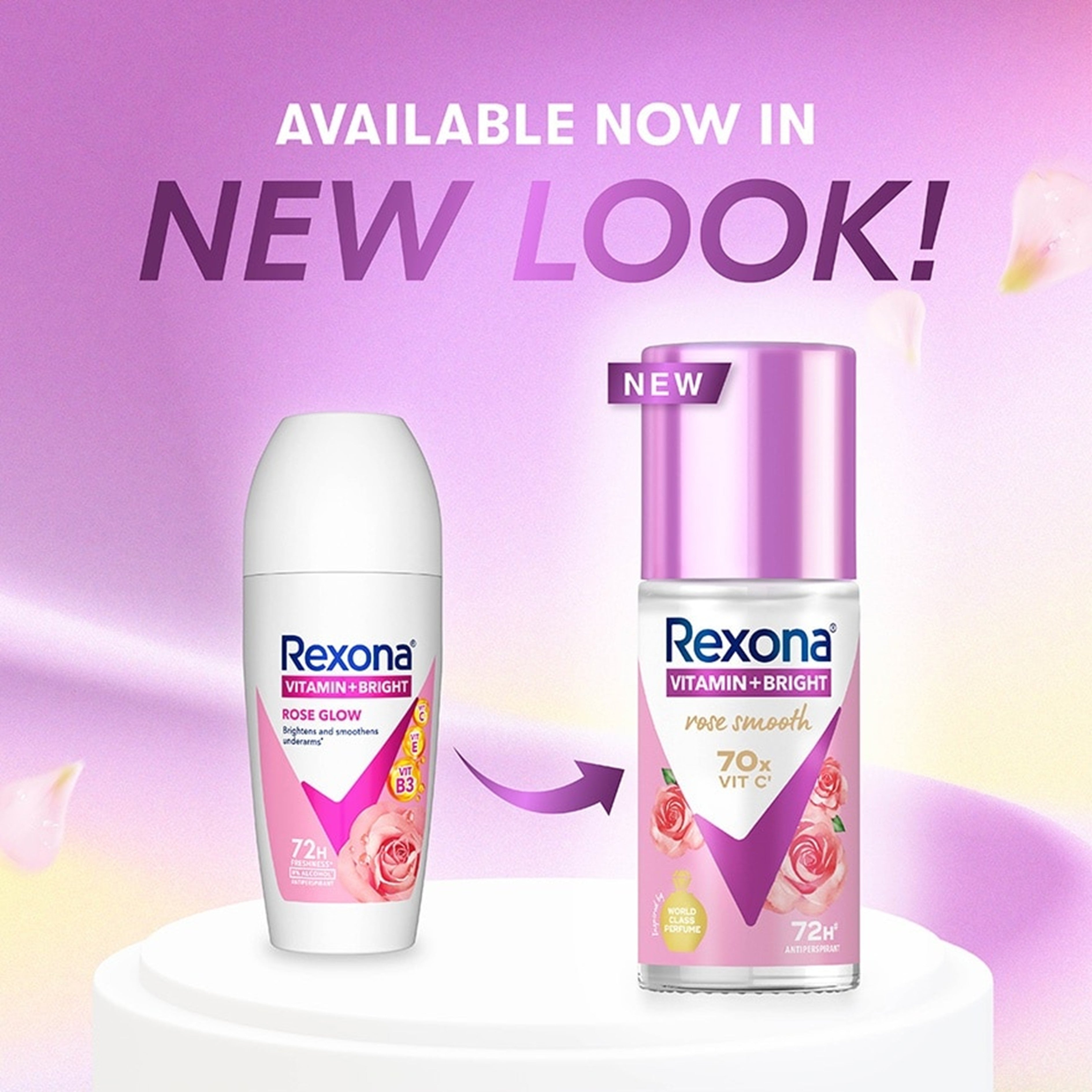 Rexona Vitamin + Bright Antiperspirant Roll On (Rose Smooth) 45mL