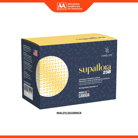 Finelife SupaFlora 25B (12 Probiotic Strains, 25 Billion CFU) Vegecapsule 2x30's