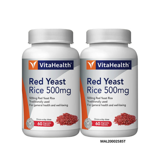 VitaHealth Red Yeast Rice 500mg Vegetable Capsule 2x60's