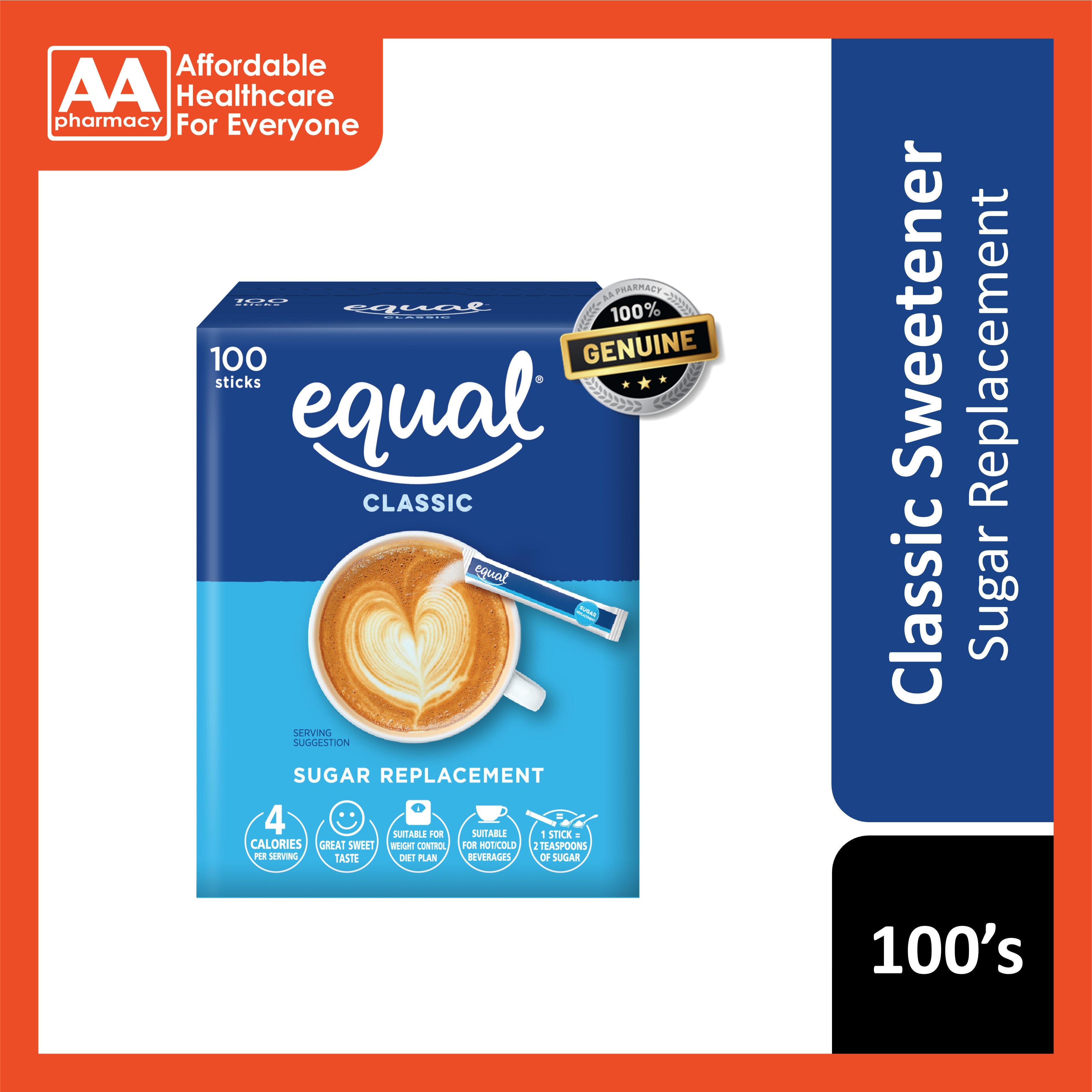 Equal Classic Sweetener Stick Sachet 100's