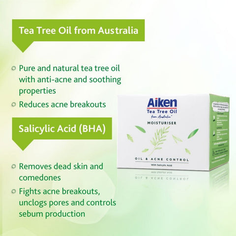 Aiken Tea Tree Moisturiser with Salicylic Acid 75mL (Oil and Acne Control)