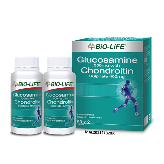 Bio-Life Glucosamine 500mg with Chondroitin Sulphate 400mg Tablet 2x90's