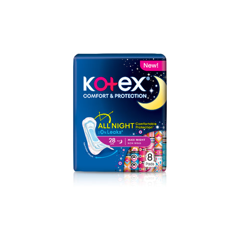Kotex Pads (Comfort and Protection, Maxi Night Non-Wing, 28cm) 8's [Night Use]