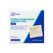 A-Care Sterile Plain Gauze - 10cm x 10cm, 12ply (20 x 5's)