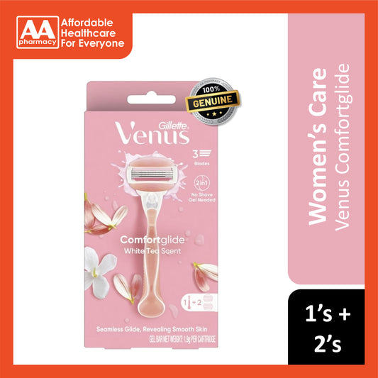 Gillette Venus Comfortglide Razor with Gel Bar (1 Handle, 2 Cartridges)
