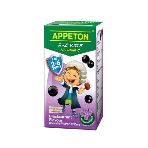 Appeton A-Z Kid's Vitamin C 30mg (Blackcurrant Flavour) Chewable Tablet 100's [For Children 2-6 Years]