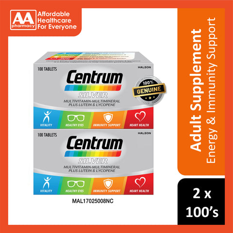 Centrum Silver Multivitamin-Multimineral Plus Lutein and Lycopene Tablet 2x100's [Twinpack]
