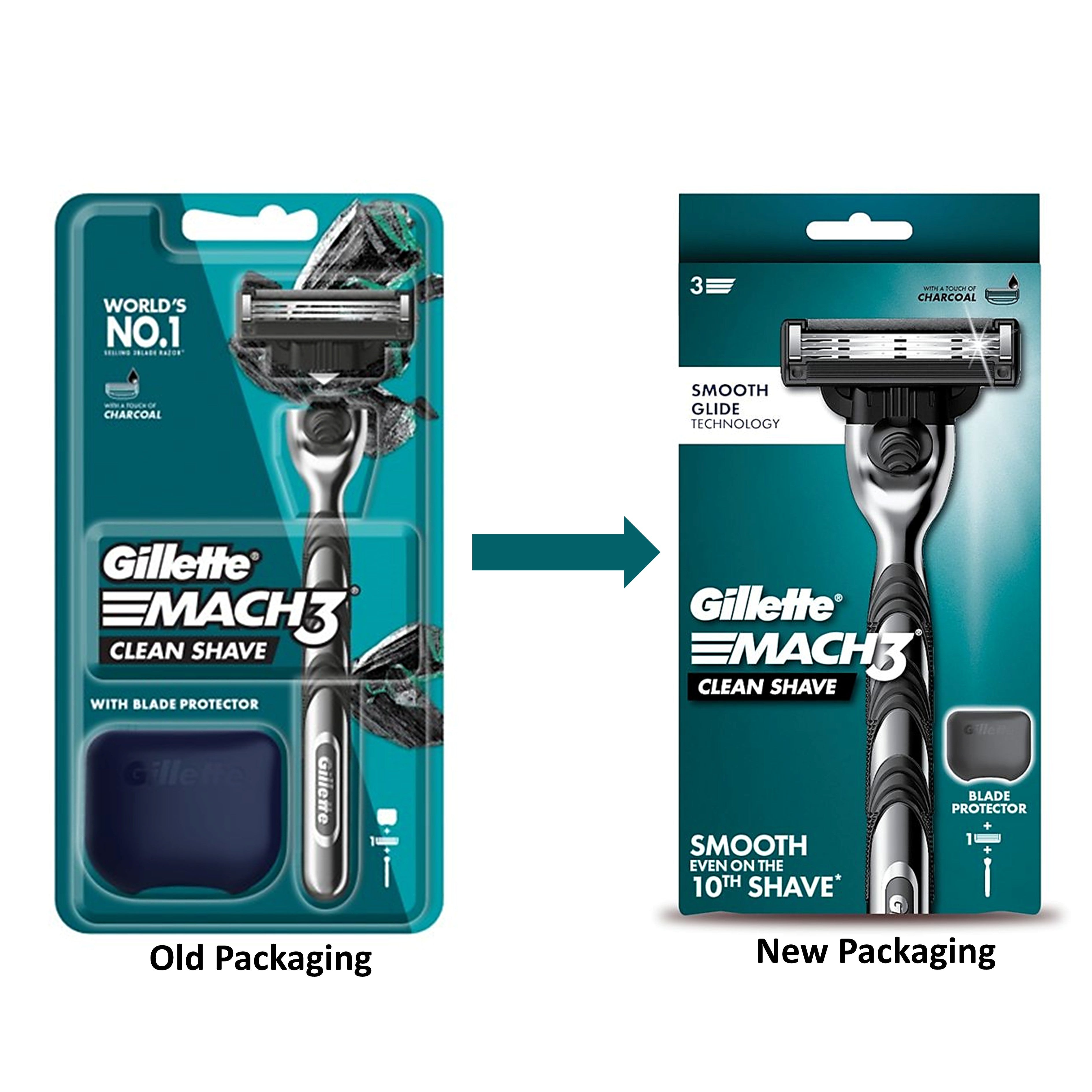 Gillette Mach 3 Clean Shave Razor - 1 Handle + 1 Cartridge + 1 Blade Protector