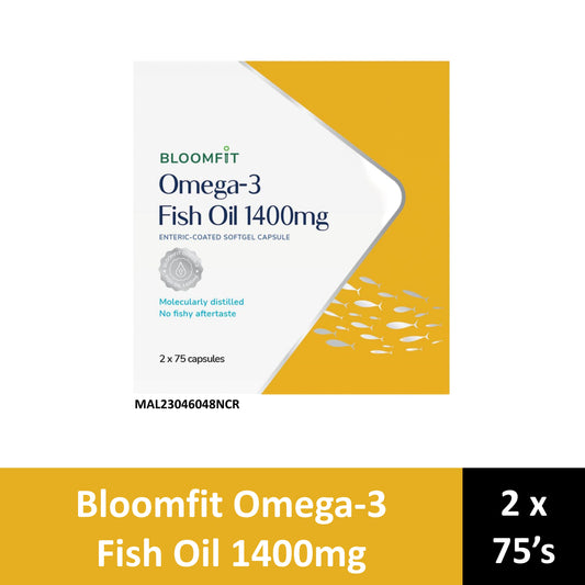Bloomfit Omega-3 Fish Oil 1400mg Enteric-Coated Softgel Capsule 2x75's